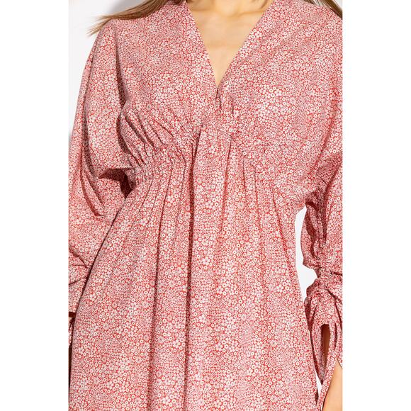 Birgitte Herskind Ryan Red Liberty Floral Organic Cotton Midi Dress Cottagecore - Picture 6 of 12